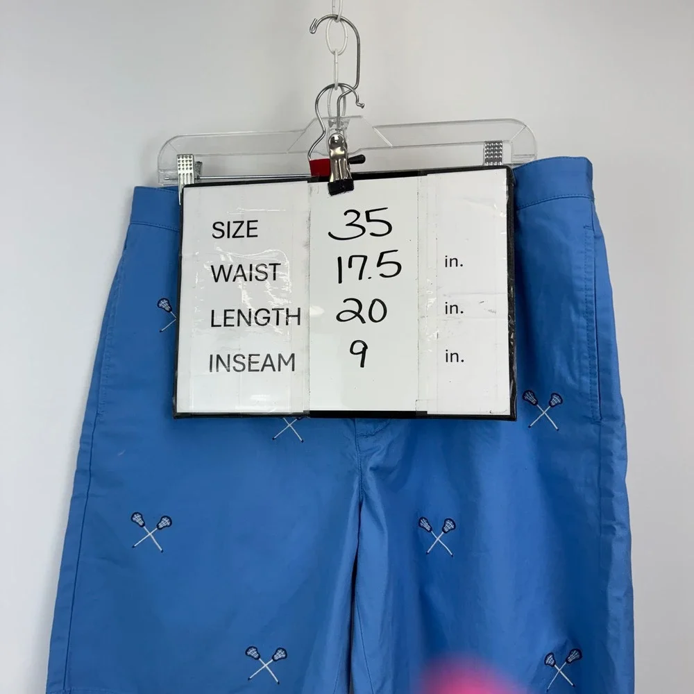 Vineyard Vines Mens 35 Blue Lacrosse Stick Embroidered Classic Club Shorts NWT